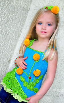 Dandelion Tunic Sizes 2-12 Pattern/PDF Hand Knitted with Crochet details