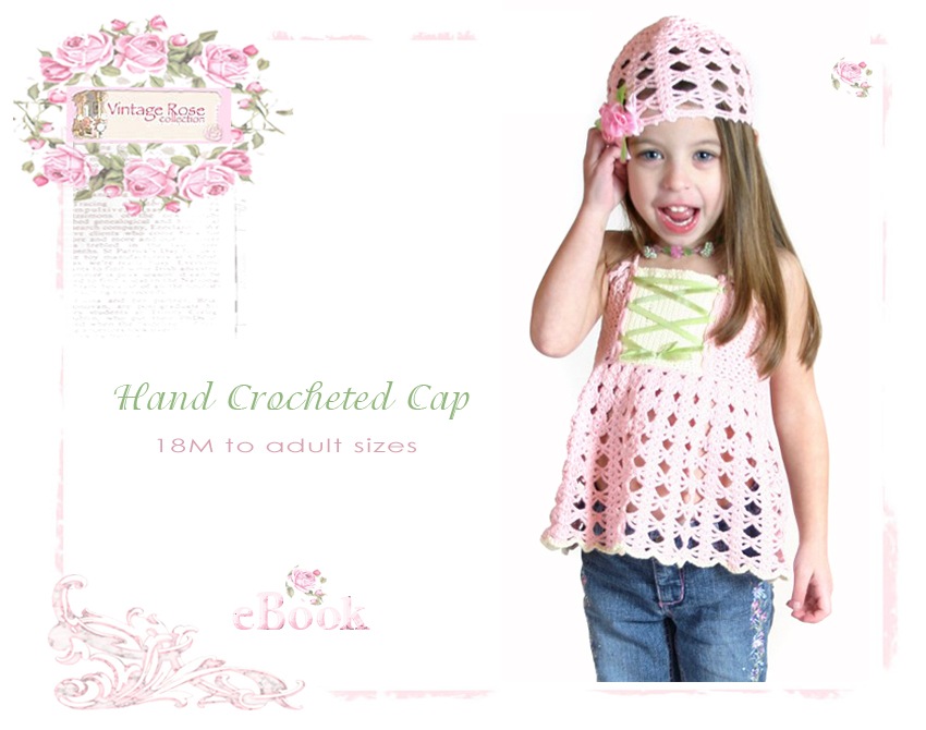 Vintage Rose. Crochet Cap Free Pattern for Kids & Women | My Little