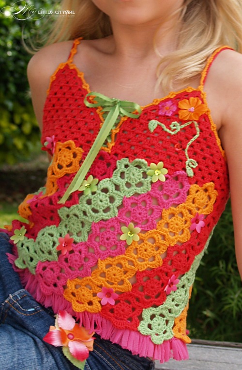 Floral Fiesta. Crochet Top Pattern for Kids | My Little CityGirl